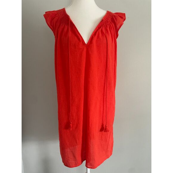 J.Crew Gauzy Coverup Shift Tunic Dress 100% Cotton in Orange - Size S - Picture 3 of 6